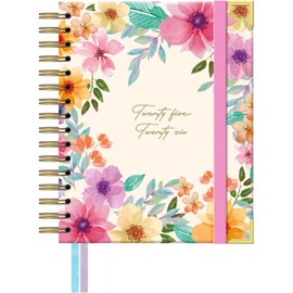 Takenote Academic Diary 2025 2026 - A5 Size (16.5x20.5 cm), Week to View, Academic Format September to August, Double Wire-O Binding, Bilingual: Spanish & English - Valeria