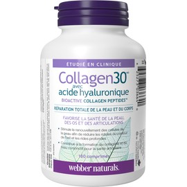 Webber Naturals Collagen30 with Hyaluronic Acid, Bioactive Collagen Peptides, 180 Tablets, Helps Reduce Eye Wrinkles and Fine Facial Line, Non GMO