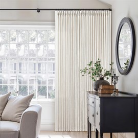 Memory Shape Trained Pinch Pleated Linen Curtains 100 Inches Long for Living Room Bedroom Custom Pleat with Hooks for Track Back Tab Light Filtering Window Curtain 100 Inch Drapes for Dining Room