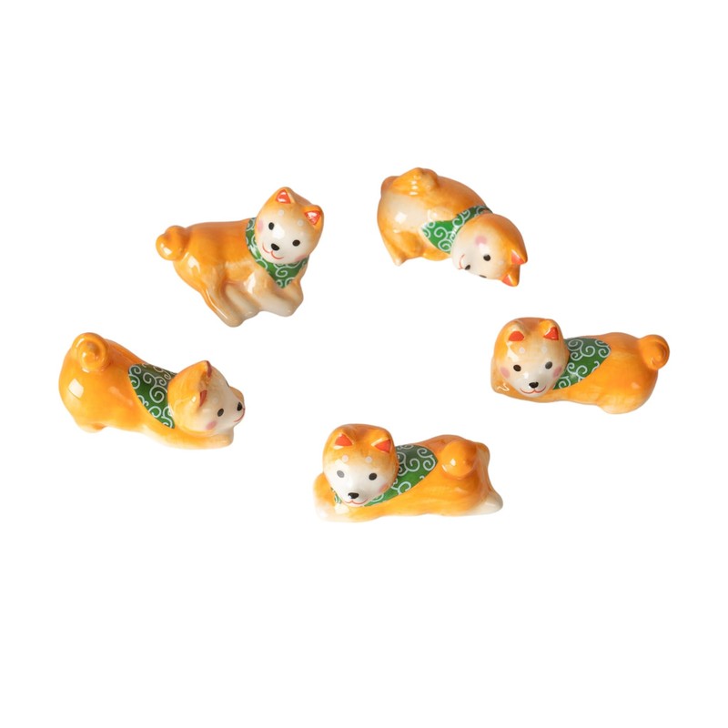 Japanese Asian Chopsticks Set with Ceramic Shiba Inu Rest 5