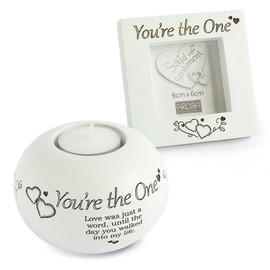 Arora Said with Sentiment 7419 You're The One Tea Light and Frame Gift Set, Multicolour, Size