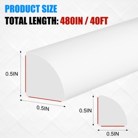 MYFAMIREA Flexible Quarter Round Molding 480 Inch Peel and Stick Rubber Quarter Round Trim Molding Self Adhesive Bendable Edge Trim for Wall Edge Corner Countertop Bathroom Kitchen Floor, White