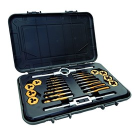 Mibro 301370BLUE (26-Piece) Titanium Nitride Coated Tap, Die, and Drill Set, Metric Measurements, For Use On Appliances, Machines, and Automotive Car Parts