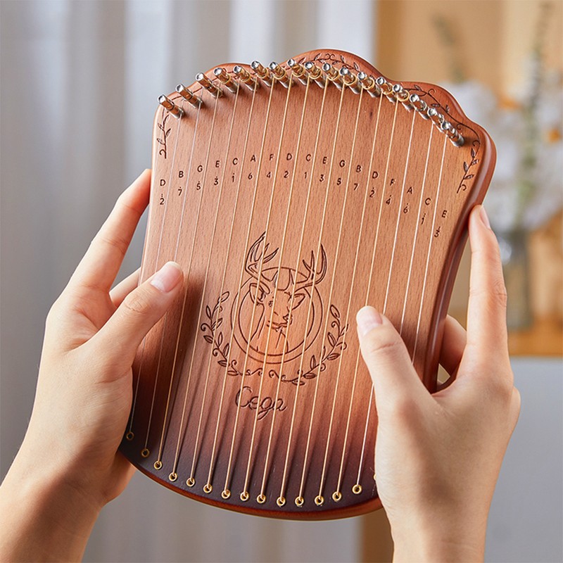 17 String Lyre Harp Portable Solid Beech Wood Harp String