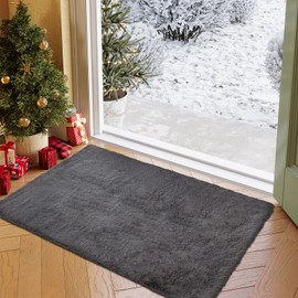 Poboton Area Rugs for Living Room, Ultra Soft Fluffy Non-Slip High Pile Rugs for Bedroom Kitchen Kids Nursery Room Entryway (Grey, 2x3 Feet)