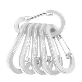 TITECOUGO Carabiner Keychain Aluminum D-Ring Locking Carabine D-Shape Lock Snap Backpack Water Bottle Keychain Hiking Gear Accessories EDC Camping Tent Multi Function Tool Multiple Silver 6PCS
