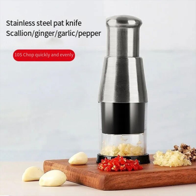 AIMALL Stainless Steel 304 Garlic Chopper with Pressed Garlic Masher