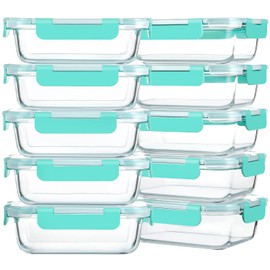 M MCIRCO 10-Pack 22 Oz Glass Meal Prep Containers with Lids - Microwave, Oven, Freezer & Dishwasher Safe - Green