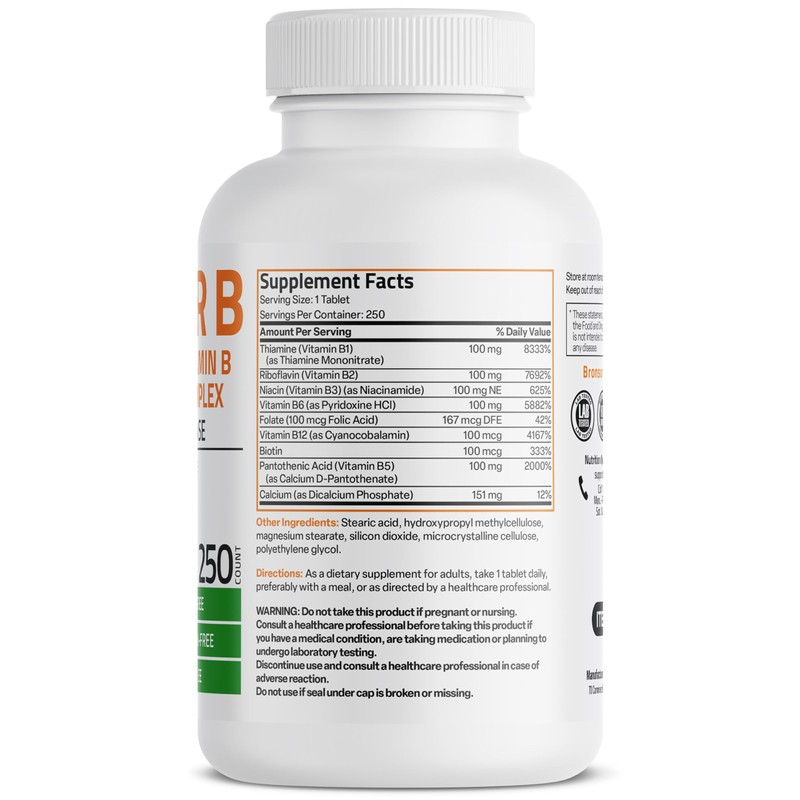 Bronson Super B 100 Vitamin B Complex Sustained Release Contains