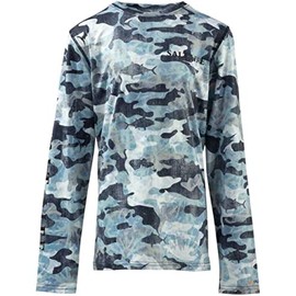 Salt Life Into The Abyss Youth Long Sleeve Performance Tee, Navy, Medium