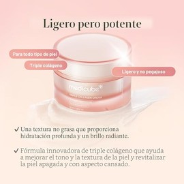 medicube Crema de Colágeno Triple – Crema Hidratante y Reafirmante con Ácido Hialurónico, Elastina Premium, Manteca de Karité – Cuidado de Arrugas y A