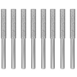 AccEncyc 8pcs Diamond Chainsaw Sharpener Burr 3/16" Titanium Plated Burr Stone File High Hardness Diamond Sharpening Wheels Chainsaw File for Electric Chainsaw Sharpener (3/16"/ 4.8 mm)