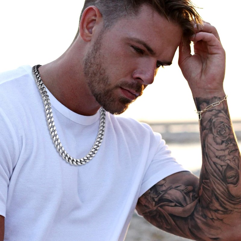 12mm Chunky Choker Cuban Chain Necklace for Women Men 20