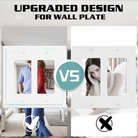 2-Gang Modern Edge Decorative Wall Plate Cover Switch Outlet Double Decorator Electrical Faceplate for Light Switches, Smart Switch, GFCI, Dimmers, Receptacle, USB Outlet (4 Pack, Double Decorator)