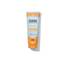 ISDIN Fotoprotector Gel Cream SPF 50+, Protector Solar Corporal refrescante e hidratante, Ideal para toda la familia, travel size 100 ml