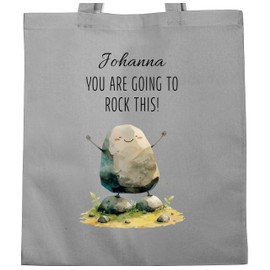 Baumwolltasche - You are going to rock this Motivation Geschenk zur Prüfung Geschenke neuer Job I Viel Erfolg I Du schaffst das I Gute Besserung I Genesung I Mutmacher - Unisize - Hellgrau