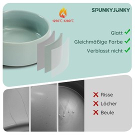 SPUNKYJUNKY Ceramic Dog Bowl, 2 Pieces, Feeding Bowl, Cat Bowl for Cats and Dogs (400 ml, Light Green)