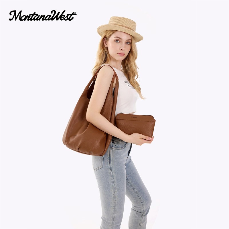 Montana West Slouchy Hobo Bags for Women 2PCS Shoulder Bag
