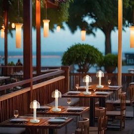 JHY DESIGN 10" H Set of 2 Bedside Table Lamp 3-Color Light Dimmable Nightstand Lamp with Glass Shade Touch Control Table Lamp Rechargeable Design for Bedroom Living Room Dorm Indoors Outdoors（White）