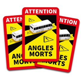 Finest Folia Attention Angles Morts Aufkleber je 25x17cm fr Fahrzeuge Pflicht ab 3,5 t in Frankreich Warnung Toter Winkel Sticker selbstklebend uv best?ndig wetterfest R144 (Bus, 3 Stck)