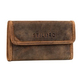 STILORD 'Bill' Pouch Leather Vintage Bag Case Unisex for Men Women Antique Leather Accessory Genuine Leather, Colour:Calais - Brown