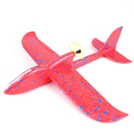 HSRBO 2 Pack Electric Foam Airplane Toy,Throwing Whirly Gliders Plaything Aeroplane with USB Charging and LED Glowing Outdoor Airplane Toys with Engine (Red and Blue)