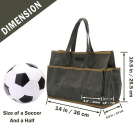 Tool Tote Bag, Heavy Duty 16oz Waxed Canvas Garden Tool Carrying Bag (Army Green), Portable 11 Pockets Tool Storage Bag | for Gardener Electrician Contractor Repairman | 14"L x 5.5"W x 10.5"H | Kaaltisy