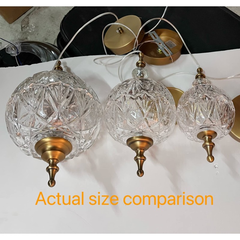 TLOLGT Modern Brass Pendant Light Antique Delicate Decorative Pattern Glass