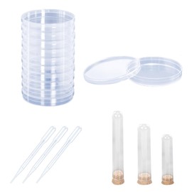 10 Pack Clear Petri Dish Kit, Sterile Thick Plastic Petri Dishes with Lid, 90mm X 15mm Lab Petri Dishes with Lid for Lab Analysis, School Projects, Blood Samples