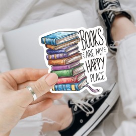 3 Pcs Books are My Happy Place Sticker, Reading Lover Sticker, Bookish Sticker, Book Lovers Sticker for Laptop Water Bottle Phone Car Window Helmet Vinyl Stickers 3 Inches