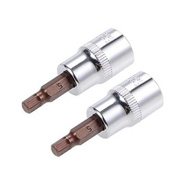 uxcell 2pcs 3/8" Drive x H5 (5mm) Hex Bit Socket, S2 Steel Bits CR-V Sockets 38mm Length Use with Ratchet Wrench, Slide Bar, Extension Rod
