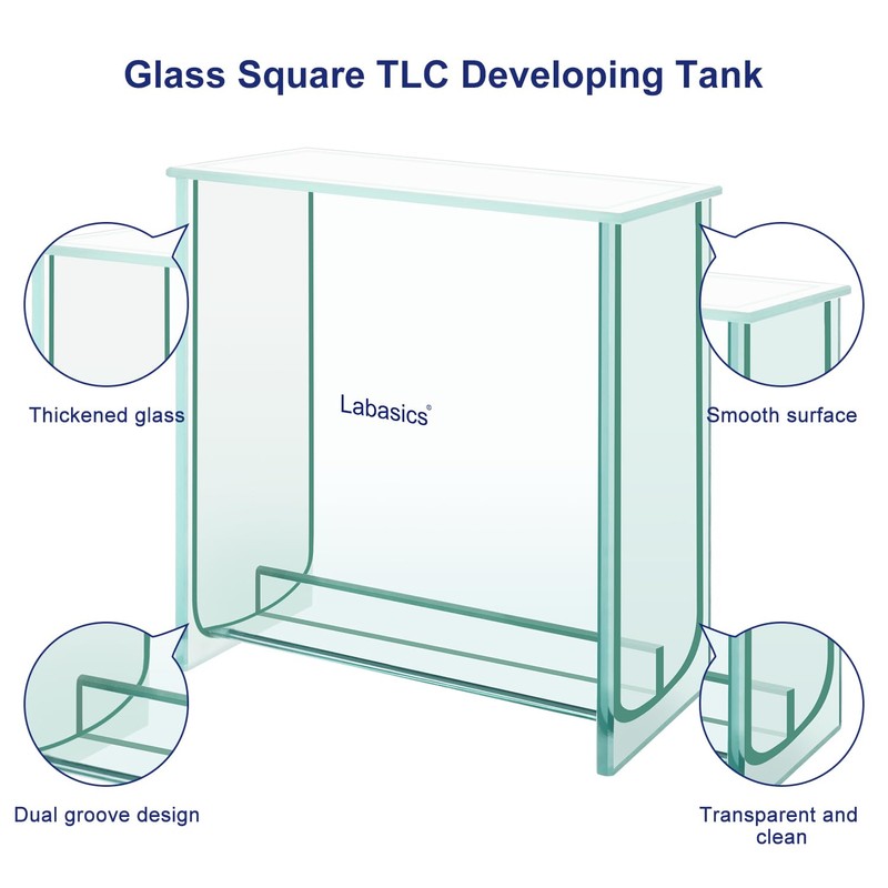 Labasics Glass Square TLC Developing Tank, Heavy Duty Borosilicate Flat-Bottom