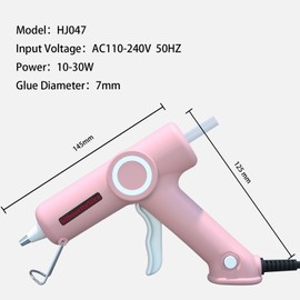 Hot Glue Gun Kit with 30 Glue Sticks Pink Glue Gun for Kids DIY School Craft Projects and Quick Home Repairs 20W Pink (Specialty Series HJ047)