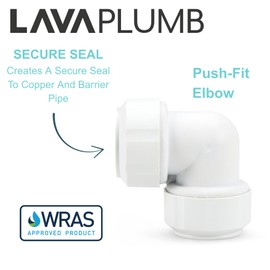 LavaPlumb Push Fit Plumbing Fittings 15mm 22mm White Pushfit Elbow Tee Coupler for Barrier & Copper Pipe WRAS Approved