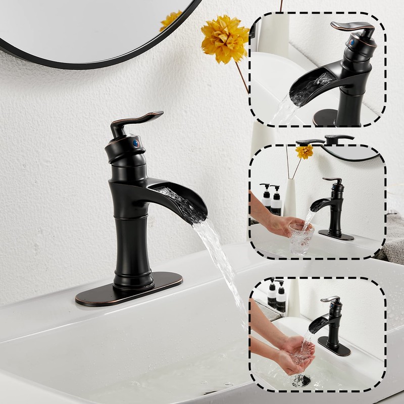 Oil Rubbed Bronze Bathroom Faucet GGStudy Waterfall Single Handle One