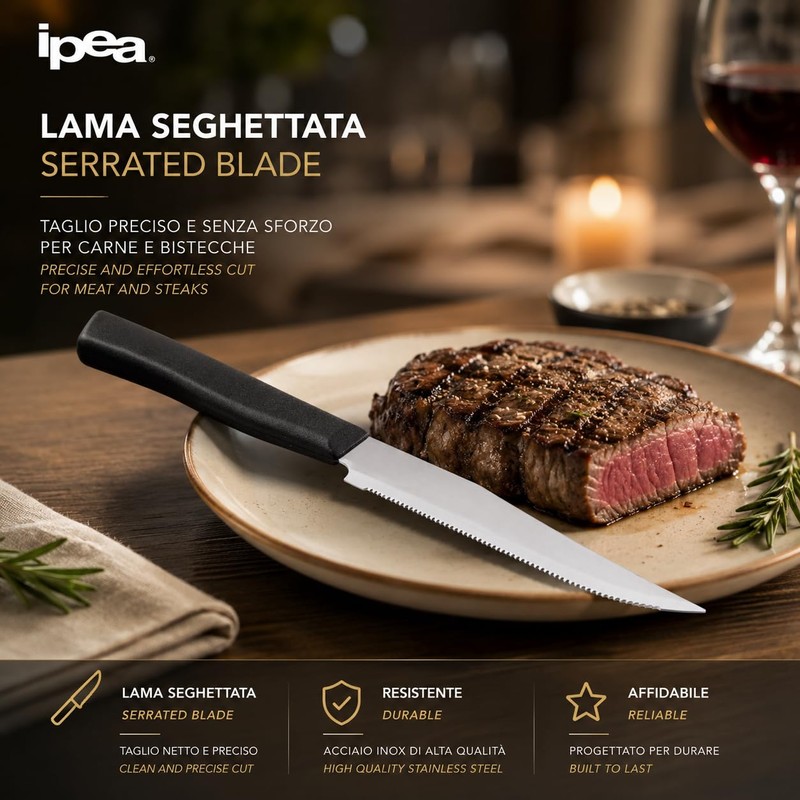 IPEA Coltelli da Tavola per Bistecca e Carne - Set