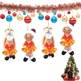 4PCS Xmas Decorations Naughty Santa Ornament Naughty Santa Tree Hanging Ornaments Funny Santa Claus for Xmas Tree Hanging Ornament (5 CM) ﻿