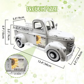 Car Flower Pot, 34 cm Metal Truck, Seasonal Decoration with 12 Magnetic Signs for All Seasons, Creative Car Planters, Easter Spring Garden Decor for Table, Garden, Balcony, Centrepieces