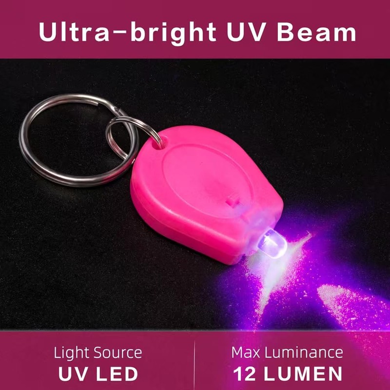 RaySoar 100 Pack Mini UV LED Keychain Flashlight, 395nm Ultraviolet