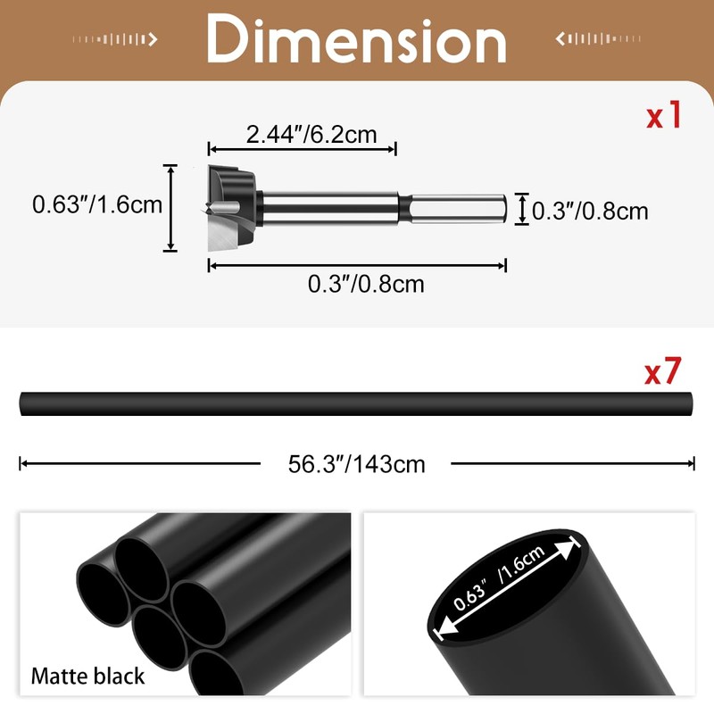 7 Pack 4.7 FT x 5/8 inch Iron Stair Balusters