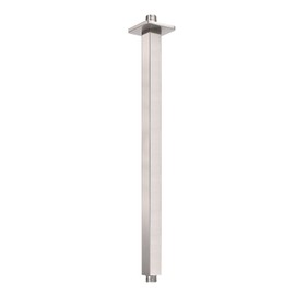 HarJue Ceiling Mounted Shower Arm, Rain Shower Head Square Extension Arm with Flange and Teflon Tape Stainless Steel Ceiling Mount Shower Extender for Fixed Shower Head (16 Inch, Brushed Nickel)