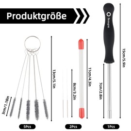 1 Set Carburettor Adjustment Tool with 5 Pieces Mini Metal Pipe Cleaning Brush and 4mm Hex Screwdriver for Husqvarna, Echo Chainsaws, Trimmers, Leaf Blower and Lawnmowers