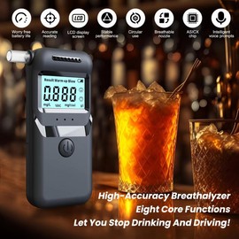 Alcohol Tester, Professional Alcohol Meter with 20 Mouthpieces, High Precision Personal Alcohol Meter with Digital LCD Display for Fast and Accurate Results, for Home and Parties