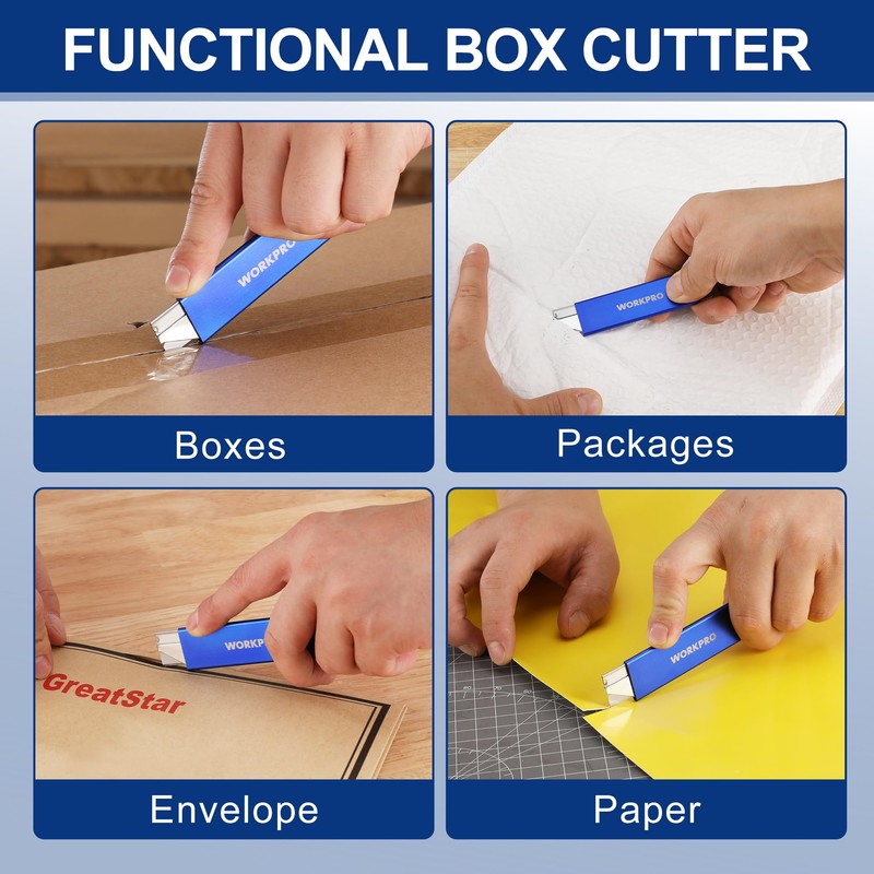 WORKPRO 12-Pack Box Cutter Retractable - Utility Knife with Single