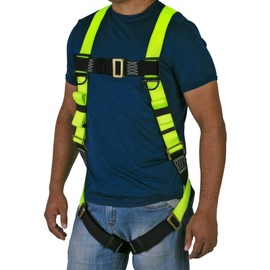 JORESTECH Safety Harness Full Body Protection Fall Arrest Yellow/Lime Back D Ring ANSI with High Visibility (HARN-01)