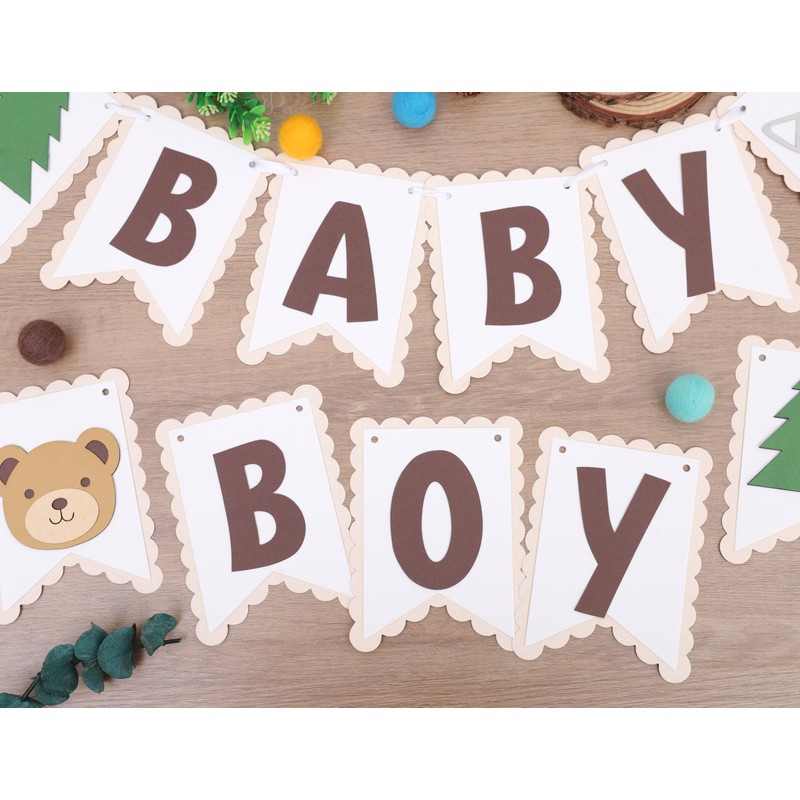 Woodland Welcome Baby Boy Banner - Forest Animals Birthday Decorations,Boys