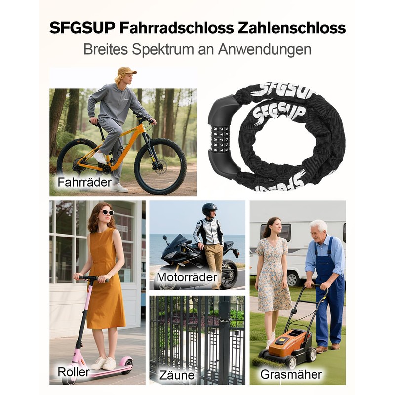 SFGSUP Bicycle Lock High Security Bicycle Lock Combination Lock with