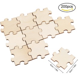 Wooden Puzzle Blank 200 Pieces Puzzle to Design Yourself Puzzle for Painting Empty Puzzle Pieces Shapes Wooden Puzzles for Children, DIY Arts and Crafts and Party Guest Book Wedding Puzzle