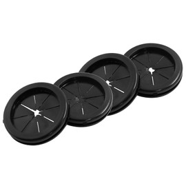 PHITUODA 4pcs 1-9/16 Inch (40mm) Black Double Sided Desk Hole Grommets, Six-Petaled Rubber Cable Cord Organizer, Desk Hole Cover Wire Hole Insert for Home Office Equipment