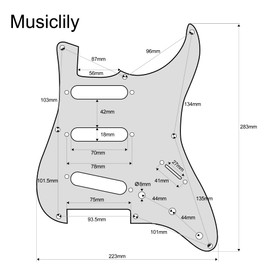 Musiclily Pro 8 Hole 57 Stratocaster Pickguard for Japanese Fender Japan 57 Strat Electric Guitar, 4P White Pearl